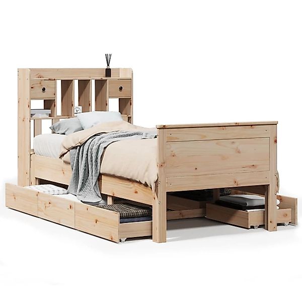 vidaXL Massivholzbett mit Regal ohne Matratze 90x200 cm Kiefer 3308930 günstig online kaufen