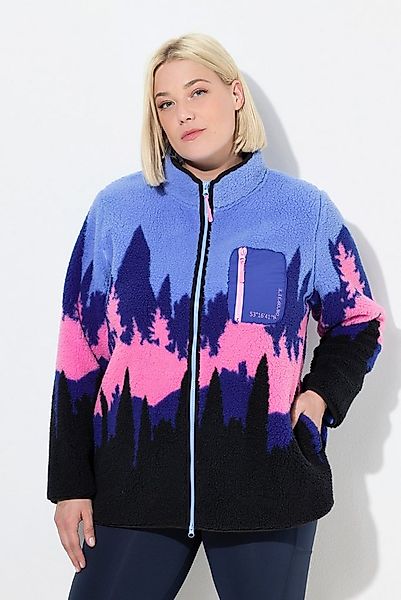 Ulla Popken Sweatjacke Fleecejacke Berge Stehkragen 2-Wege-Zipper günstig online kaufen
