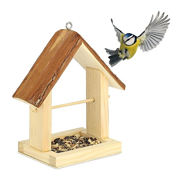 relaxdays Vogelhaus Holz Vogelfutterhaus zum Aufhängen günstig online kaufen