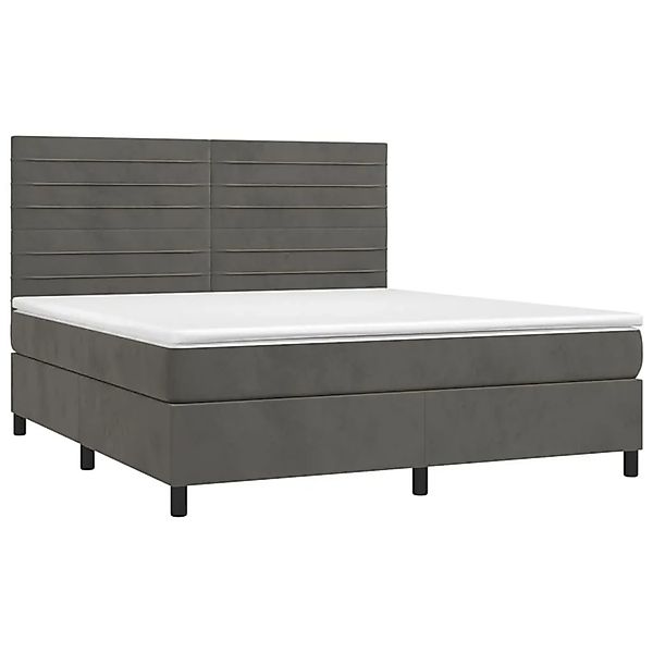 vidaXL Boxspringbett mit Matratze & LED Dunkelgrau 160x200 cm Samt 3136192 günstig online kaufen