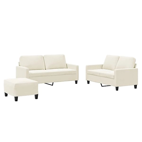 vidaXL 3-Tlg Sofagarnitur mit Kissen Creme Samt 3201514 günstig online kaufen