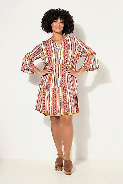 Angel of Style Midikleid Kleid Musterstreifen Knopfleiste Volants 3/4-Ärmel günstig online kaufen