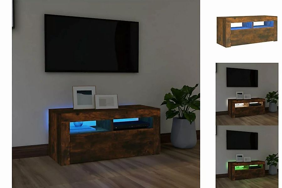 vidaXL TV-Schrank TV-Schrank mit LED-Leuchten Räuchereiche 90x35x40 cm Lowb günstig online kaufen