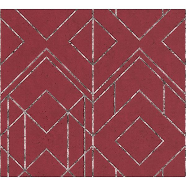 Bricoflor Rote Vliestapete Geometrisch Art Deco Tapete in Dunkelrot Silber günstig online kaufen