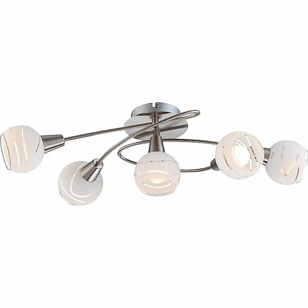 Deckenlampe Elliott, Länge 62 cm, nickel matt, Metall/Glas günstig online kaufen