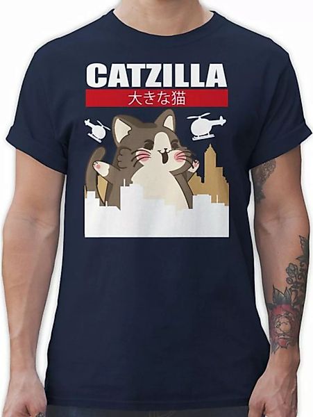 Shirtracer T-Shirt Catzilla - Big Cat Anime Geschenke günstig online kaufen