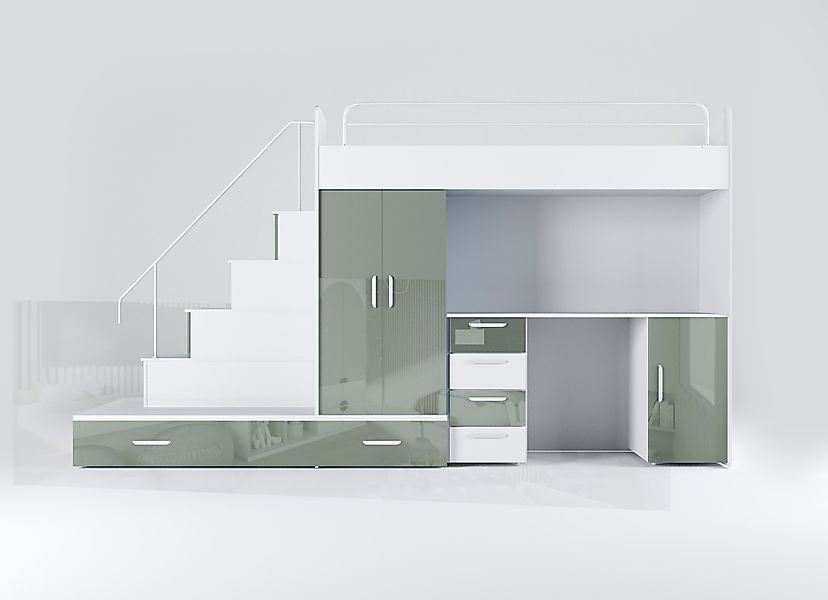 Luxusbetten24 Hochbett Kinderhochbett Adventure mit Schreibtisch, günstig online kaufen