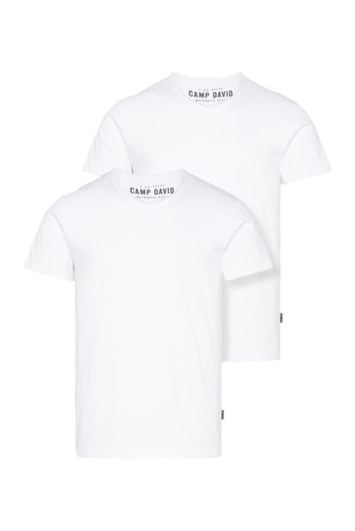 CAMP DAVID V-Shirt 2 Stk. tlg. gerade Form, Baumwolle, V-Ausschnitt günstig online kaufen