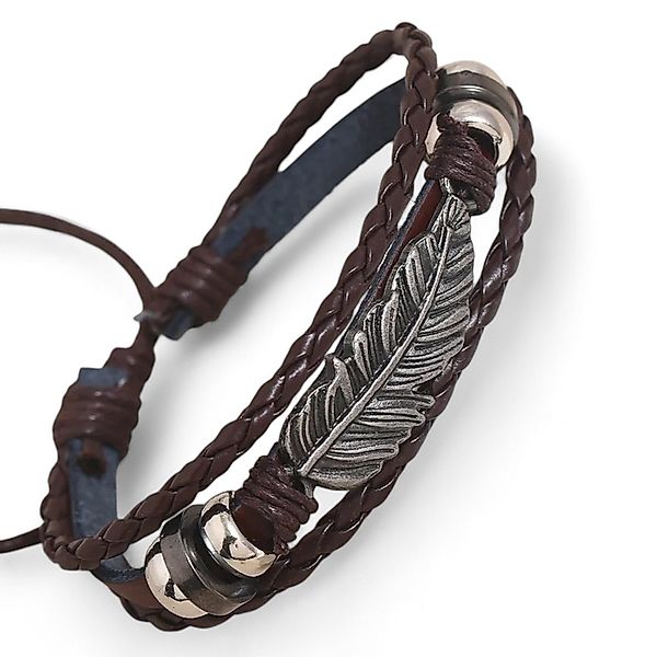 Eyecatcher Lederarmband Cooles Lederarmband mit Feder günstig online kaufen