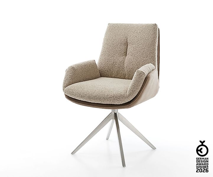 Drehstuhl Clea-Flex Materialmix Schlamm Kreuzgestell breit Edelstahl 360° d günstig online kaufen