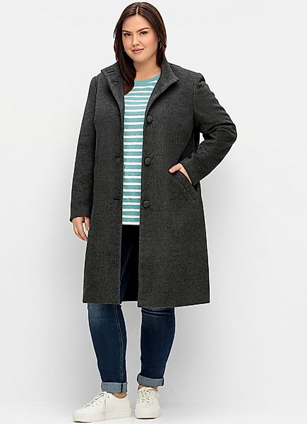 Sheego Langmantel Mantel mit Stehkragen, in flauschiger Qualität günstig online kaufen