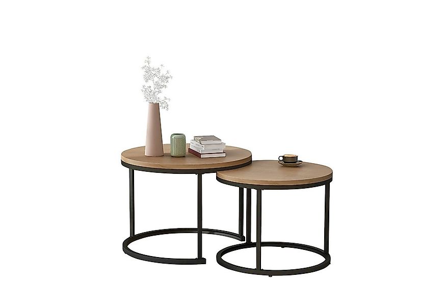 Merax Couchtisch Set rund Satztisch Wohnzimmertisch 1,5 cm Platte, Set rund günstig online kaufen