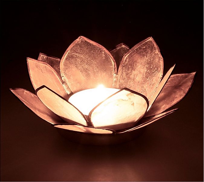Guru-Shop Windlicht Lotus Teelicht Muschel 11*4 cm - sandfarben günstig online kaufen