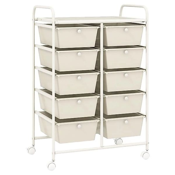 Costway Rollwagen mit 10 Stapelbaren Schubladen Badrollwagen Weiß günstig online kaufen
