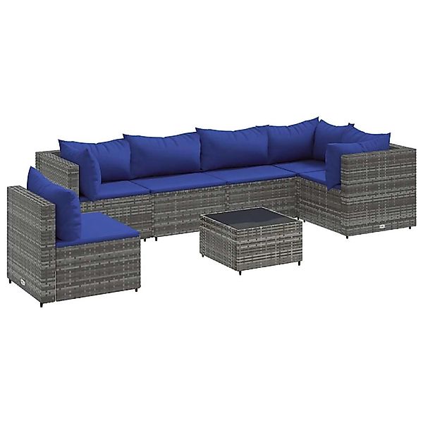 vidaXL 7-tlg Garten-Lounge-Set mit Kissen Grau Poly Rattan Modell 81 günstig online kaufen