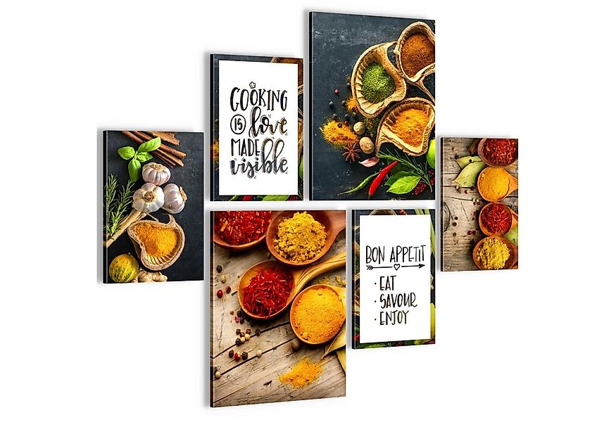 Novart Wandbild Wandbilder Küche Kaffee Gewürze AUFHÄNGFERTIG 90 x 80 cm Kü günstig online kaufen