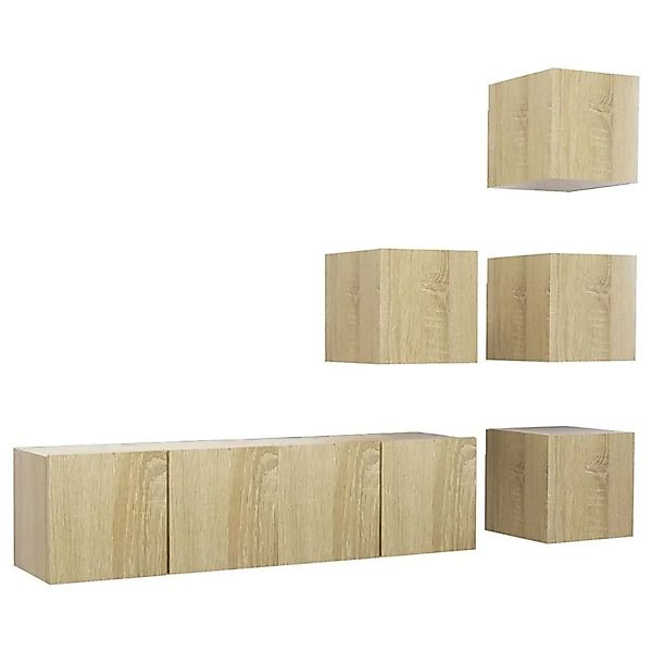 vidaXL 6-Tlg TV-Schrank-Set Sonoma-Eiche Holzwerkstoff 3079035 günstig online kaufen