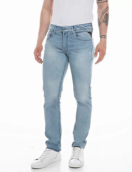 Replay Herren Jeans GROVER Straight Fit - Slim Leg - Blau - Light Blue Deni günstig online kaufen