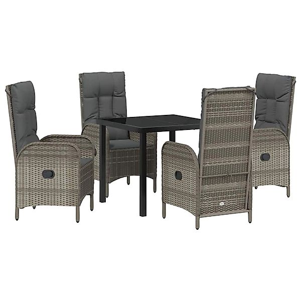 vidaXL Garten Essgruppe mit Kissen 5-Tlg Grau Poly Rattan 3380128 günstig online kaufen