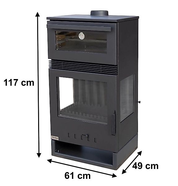 Teba Therm Kaminofen mit Backfach Panorama günstig online kaufen