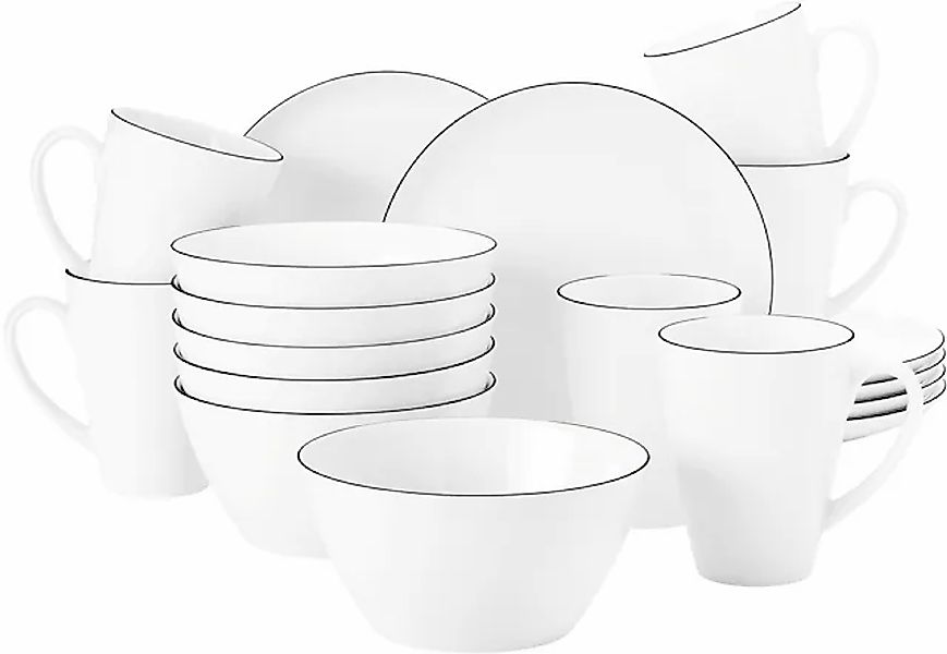 Seltmann Weiden Frühstücks-Geschirrset »Geschirr-Set, 18 Teile, Lido Black günstig online kaufen