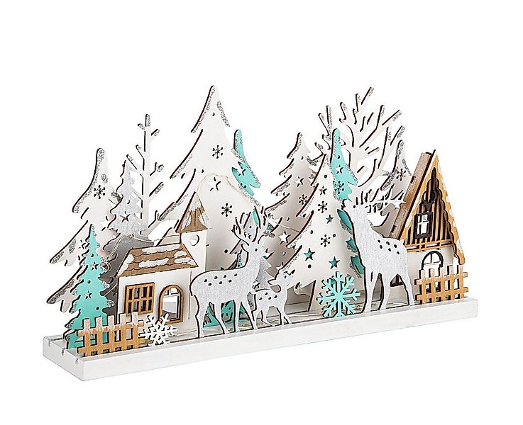 Spetebo Winterlandschaft LED Holz Winterlandschaft mit Glitzer 30 cm, Deko günstig online kaufen