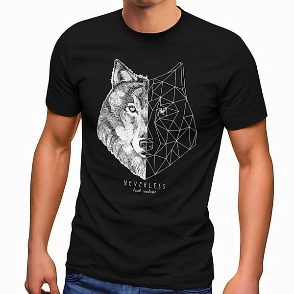 Neverless Print-Shirt Herren T-Shirt Wolf Polygon Kunst Grafik Tiermotiv Pr günstig online kaufen