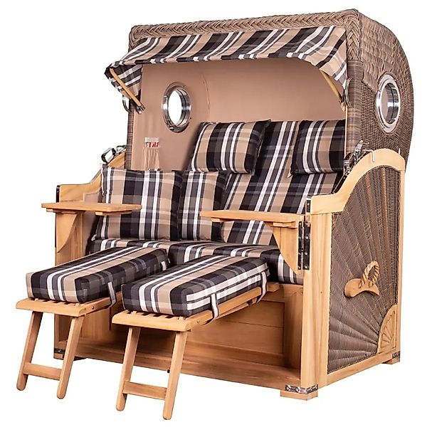 bene,iving Strandkorb Komplettset Königssee Teak Bullauge PE Grau Modell 58 günstig online kaufen