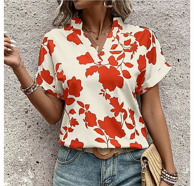 CHENIN Kurzarmbluse Damen Sommer Bluse Fashion Tuniken Hemd Kurzarm Shirt ( günstig online kaufen