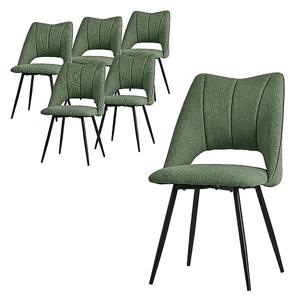 ML-Design Esszimmerstühle 6Er Set Grün aus Stoffbezug mit Rückenlehne günstig online kaufen