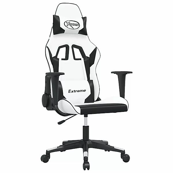 vidaXL Gaming-Stuhl mit Massagefunktion Weiß und Schwarz Kunstleder Modell günstig online kaufen