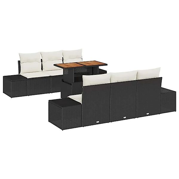 vidaXL Garten Essgruppe mit Kissen 7-Tlg Schwarz und Creme 3349907 günstig online kaufen