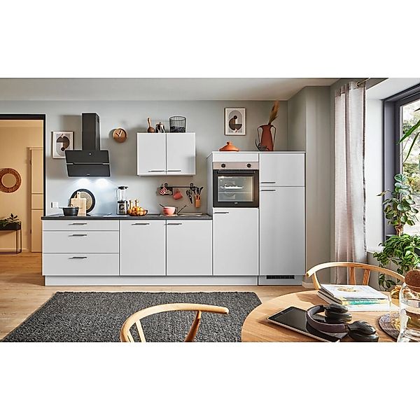 pino Küchenzeile 330 cm Lichtgrau Anschlag rechts 2 Geräteschränke günstig online kaufen
