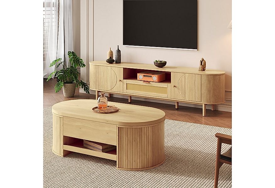 OKWISH Wohnzimmer-Set Couchtisch und TV-Schrank, (Wohnzimmermöbel-Set, 2-St günstig online kaufen