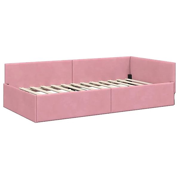 vidaXL Eckbettgestell mit Kopfteil Rosa 100 x 200 cm Stoff 42016094 günstig online kaufen
