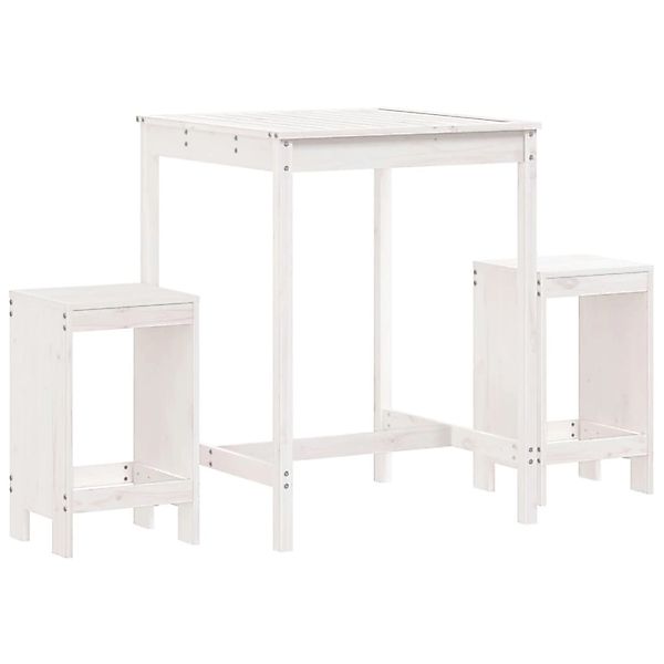 vidaXL 3-tlg Gartenbar-Set Weiß Massivholz Kiefer Modell 4 günstig online kaufen