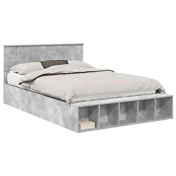 vidaXL Bettrahmen mit Regal Beton Grau 160 x 200 cm Holzwerkstoff 3408350 günstig online kaufen