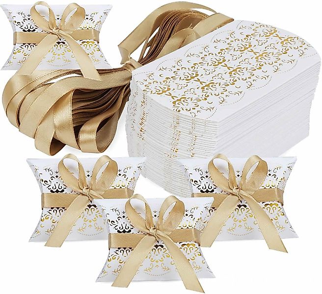 Coonoor Geschenkbox 50 Stück Print Kissen-Form-Hochzeits-Geschenkboxen,Süßi günstig online kaufen