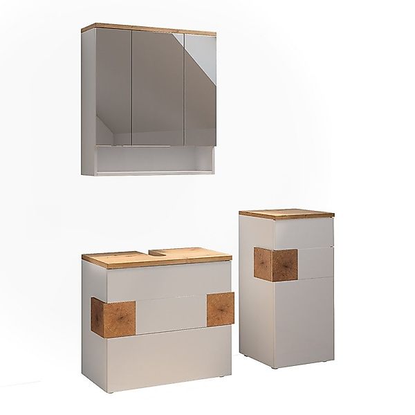 Vicco Badmöbel-Set Eden, Weiß/Artisan-Eiche, 3 Teile, günstig online kaufen