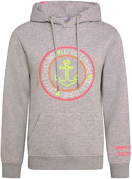 Zwillingsherz Kapuzensweatshirt mit Ankeraufstick und neonfarbenen günstig online kaufen