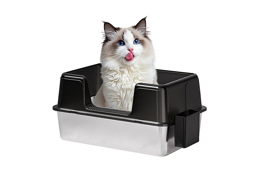 GarveeMore Katzentoilette Edelstahl Katzentoilette Öffnen Hoher Zaun Spritz günstig online kaufen