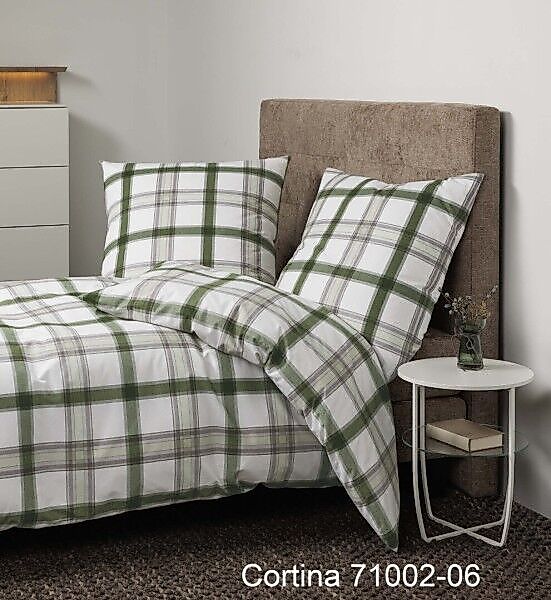 Janine Janine Soft-Cotton Bettwäsche CORTINA 71002 grün platin Größe:  155x günstig online kaufen