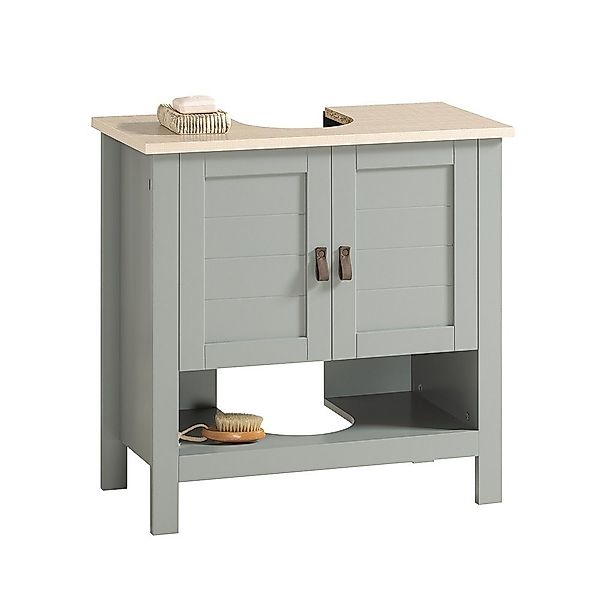 SoBuy Waschbeckenunterschrank mit 2 Türen MDF Hellgrau 60 cm BZR69-II-HG günstig online kaufen