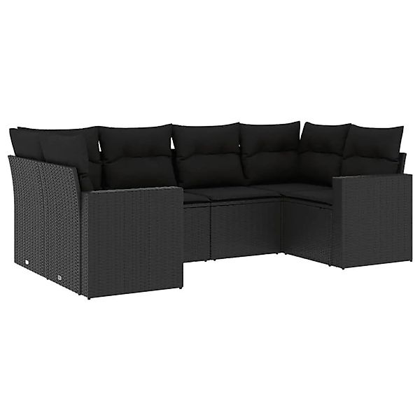 vidaXL 6-Tlg Garten-Sofagarnitur mit Kissen Schwarz Poly Rattan 3251712 günstig online kaufen