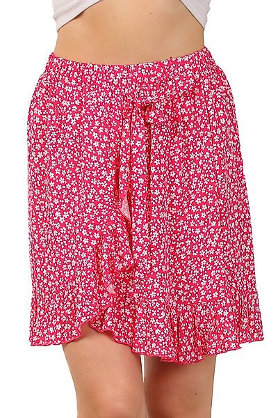 Bongual Sommerrock Minirock in Wickel-Optik mit Schleife und Rüschen geblüm günstig online kaufen