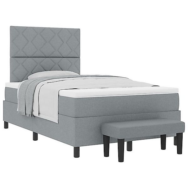 vidaXL Bett Boxspringbett mit Matratze & Bank Hellgrau 120x200 cm Stoff (2- günstig online kaufen