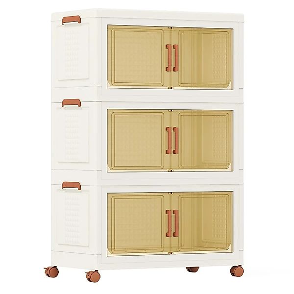 Costway Aufbewahrungsbox mit Deckel 70 L x 3 Stapelboxen Transparent günstig online kaufen