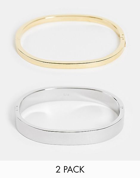 Calvin Klein – Armreifen-Set in Silber und Gold günstig online kaufen
