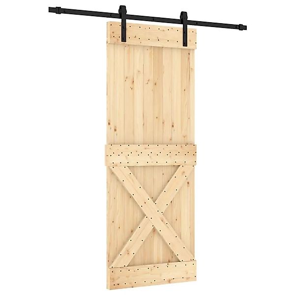 vidaXL Schiebetür mit Beschlag 80x210 cm Massivholz Kiefer 3202980 günstig online kaufen