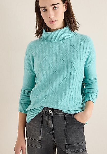 CECIL Rollkragenpullover mit Strick-Muster und Umlegekragen günstig online kaufen